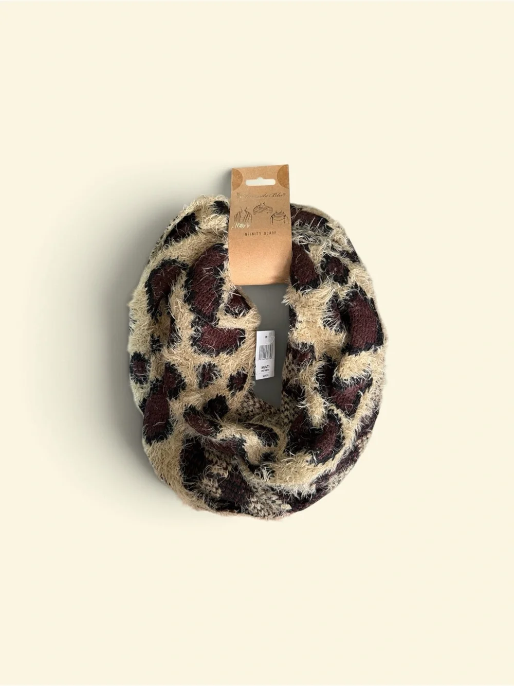 Disney Cozy Fuzzy Leopard Infinity Scarf in Beige and Brown